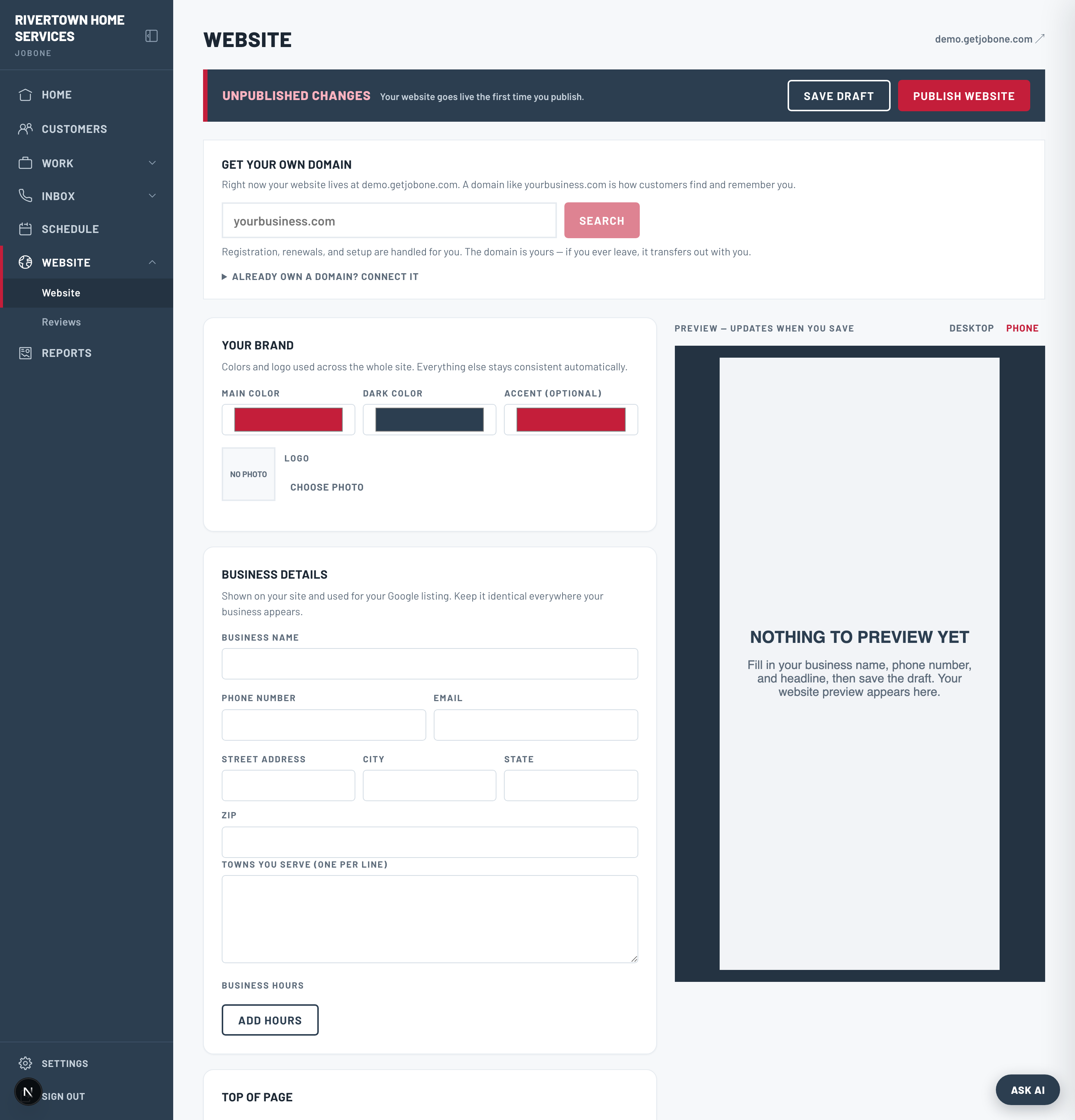 The website editor